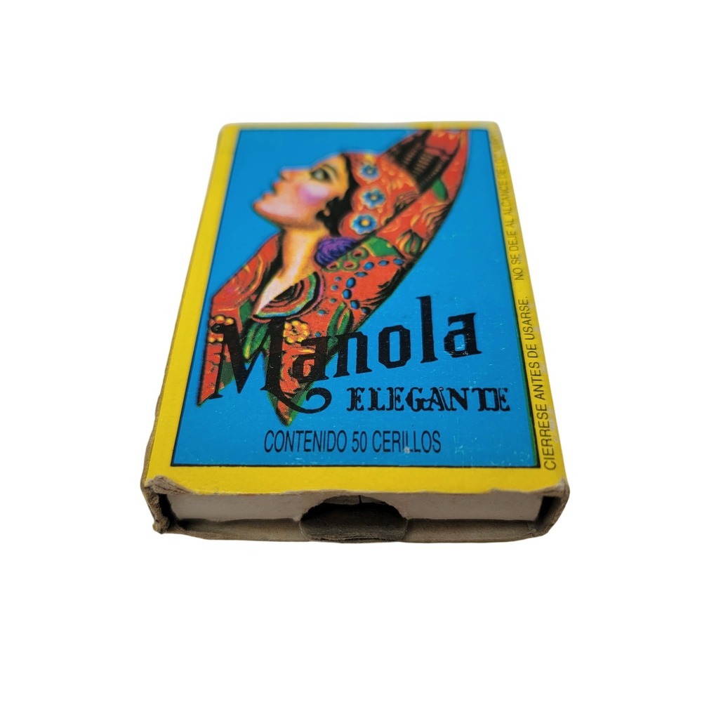 Manola Elegante Vintage Matchbox Mexico Blue Yellow Good 50 Cerillos Matches - Picture 2 of 7